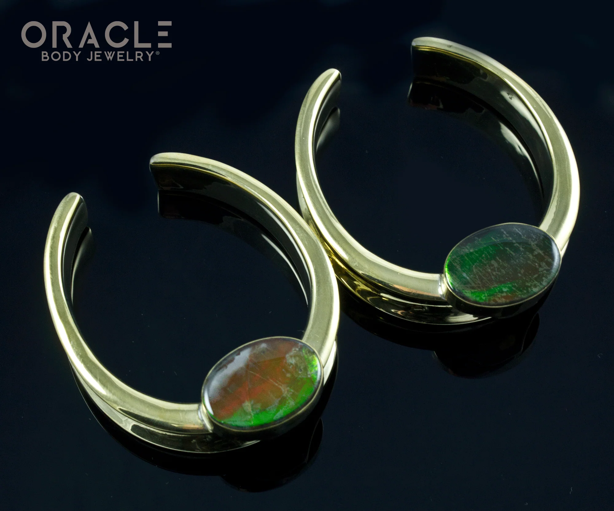 1-3/4" (44mm) Brass Saddles with Ammolites - Image 2