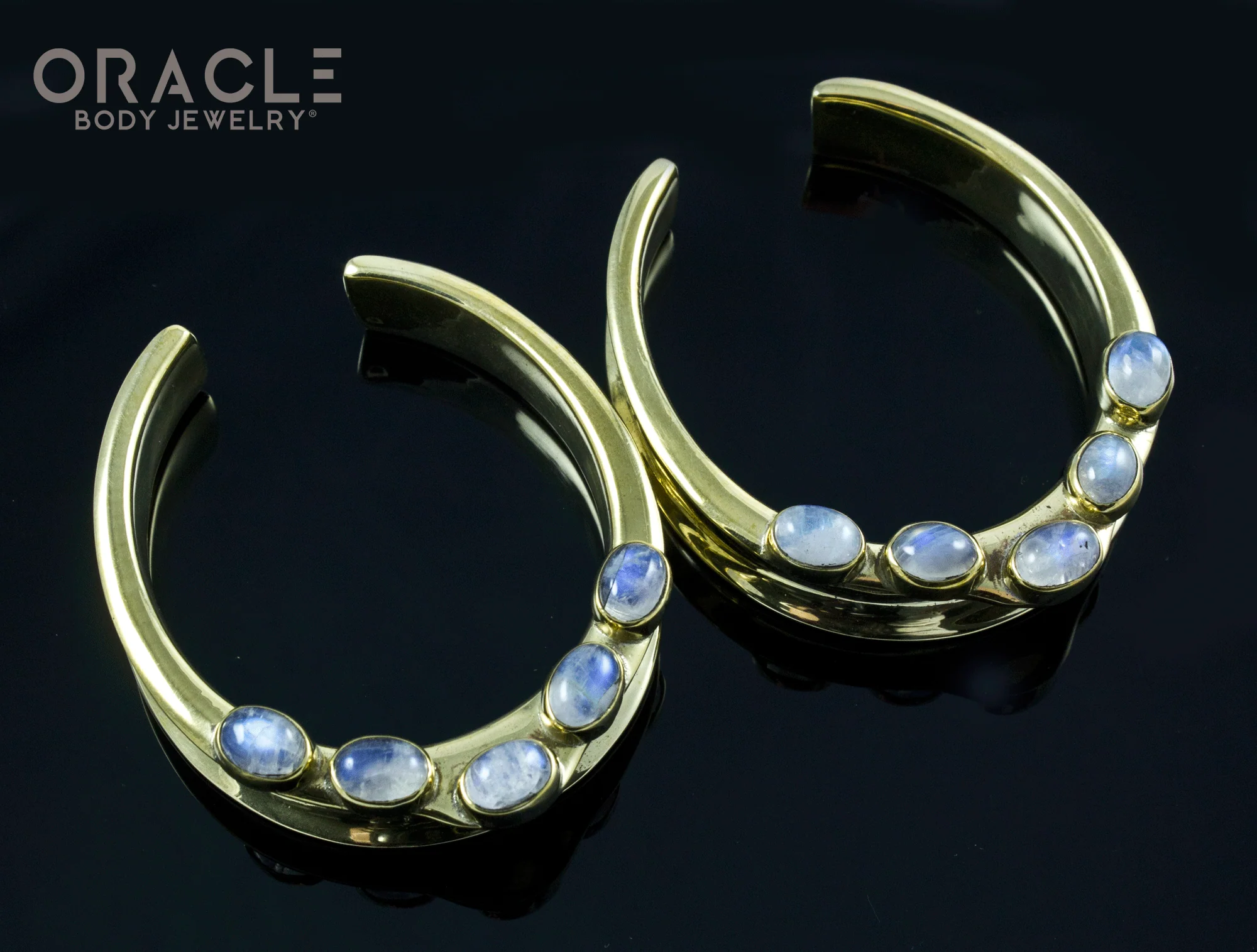 1-3/4" (44mm) Brass Saddles with Moonstone - Image 2