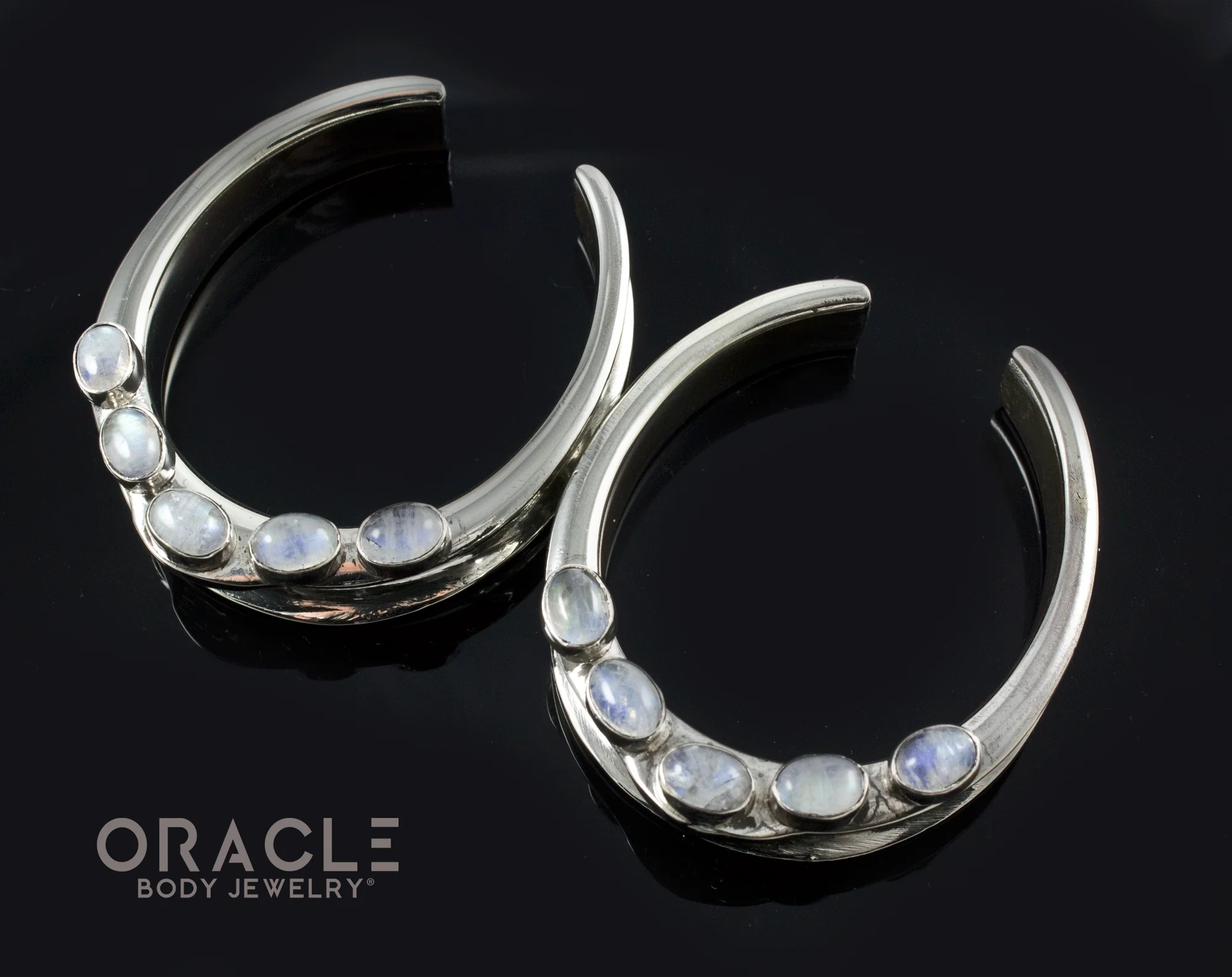 1-3/4" (44mm) White Brass Saddles with Moonstone - Image 2