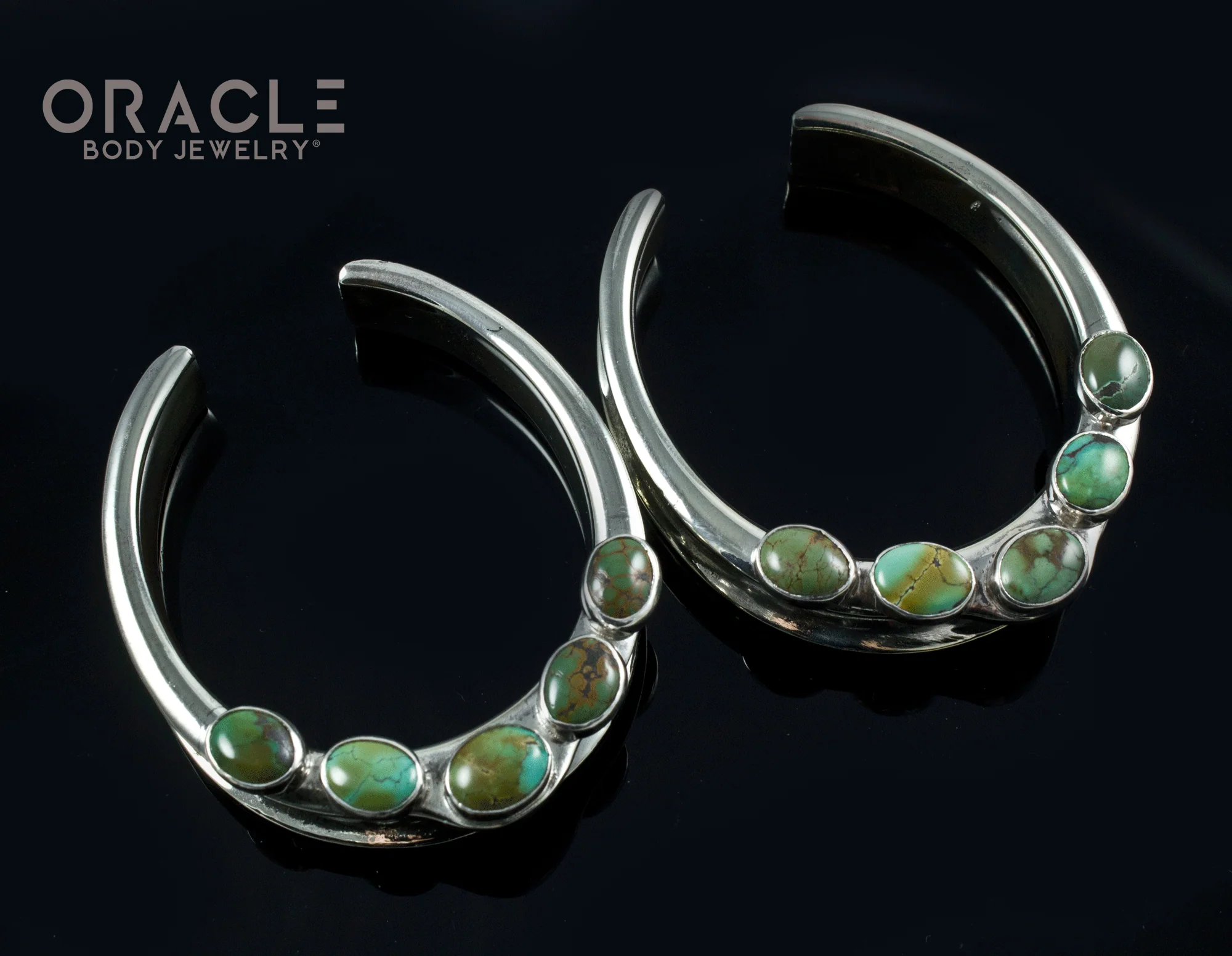 1-3/4" (44mm) White Brass Saddles with Natural Turquoise - Image 2