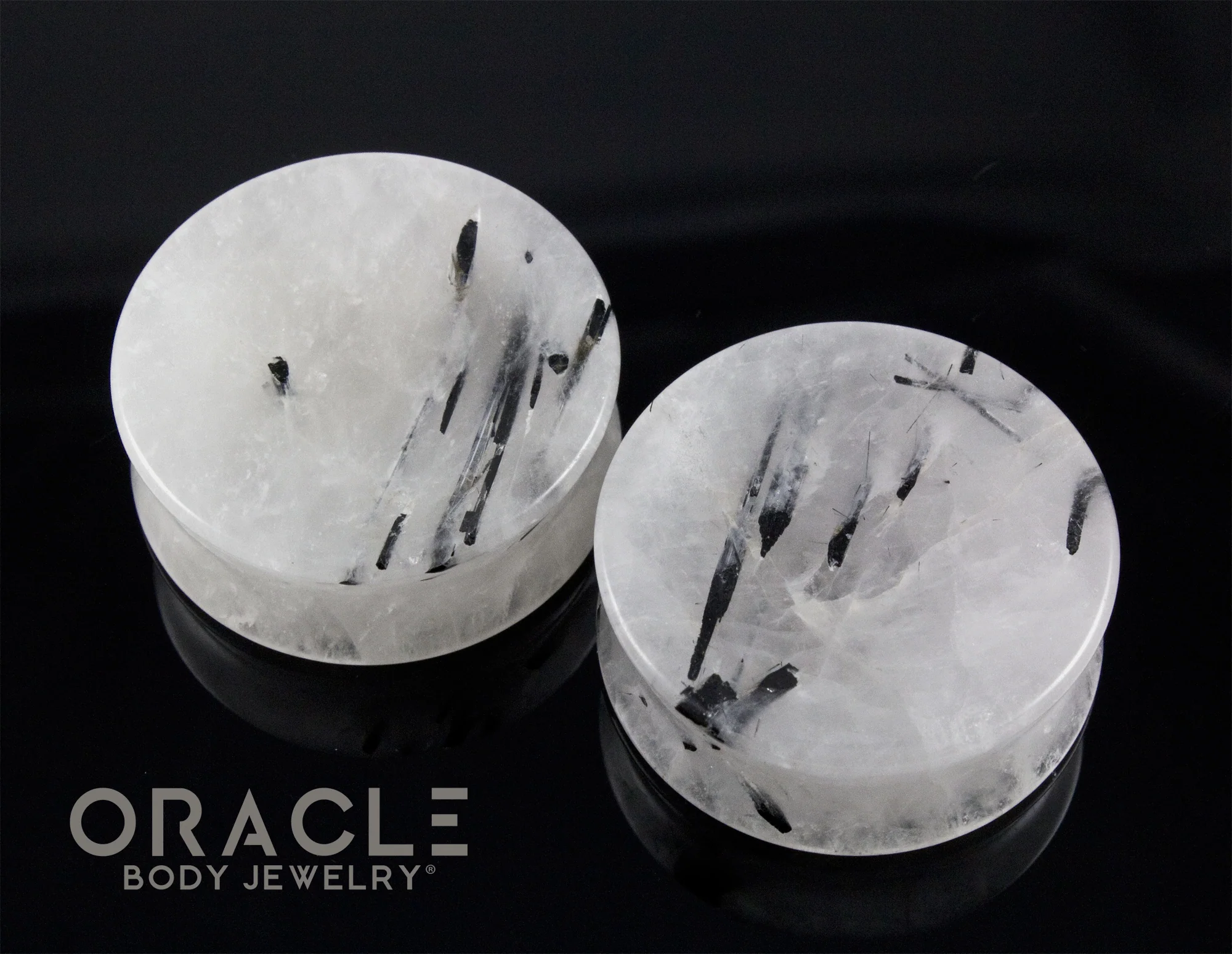 1-3/8" Tourmalated Quartz Concave Plugs - Image 2