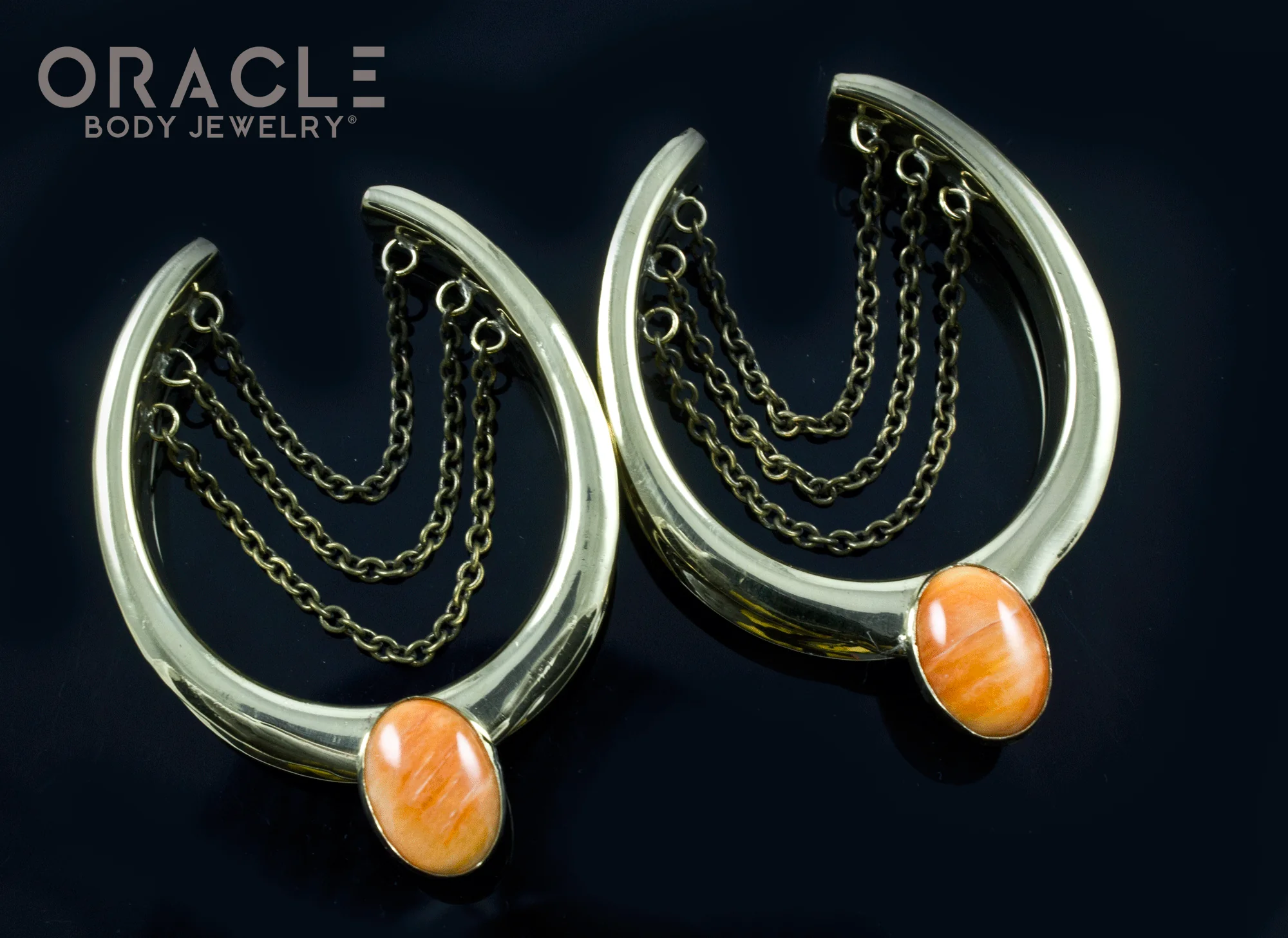 1-5/8" (41mm) Brass Saddles with Chains and Spiny Oyster - Image 2