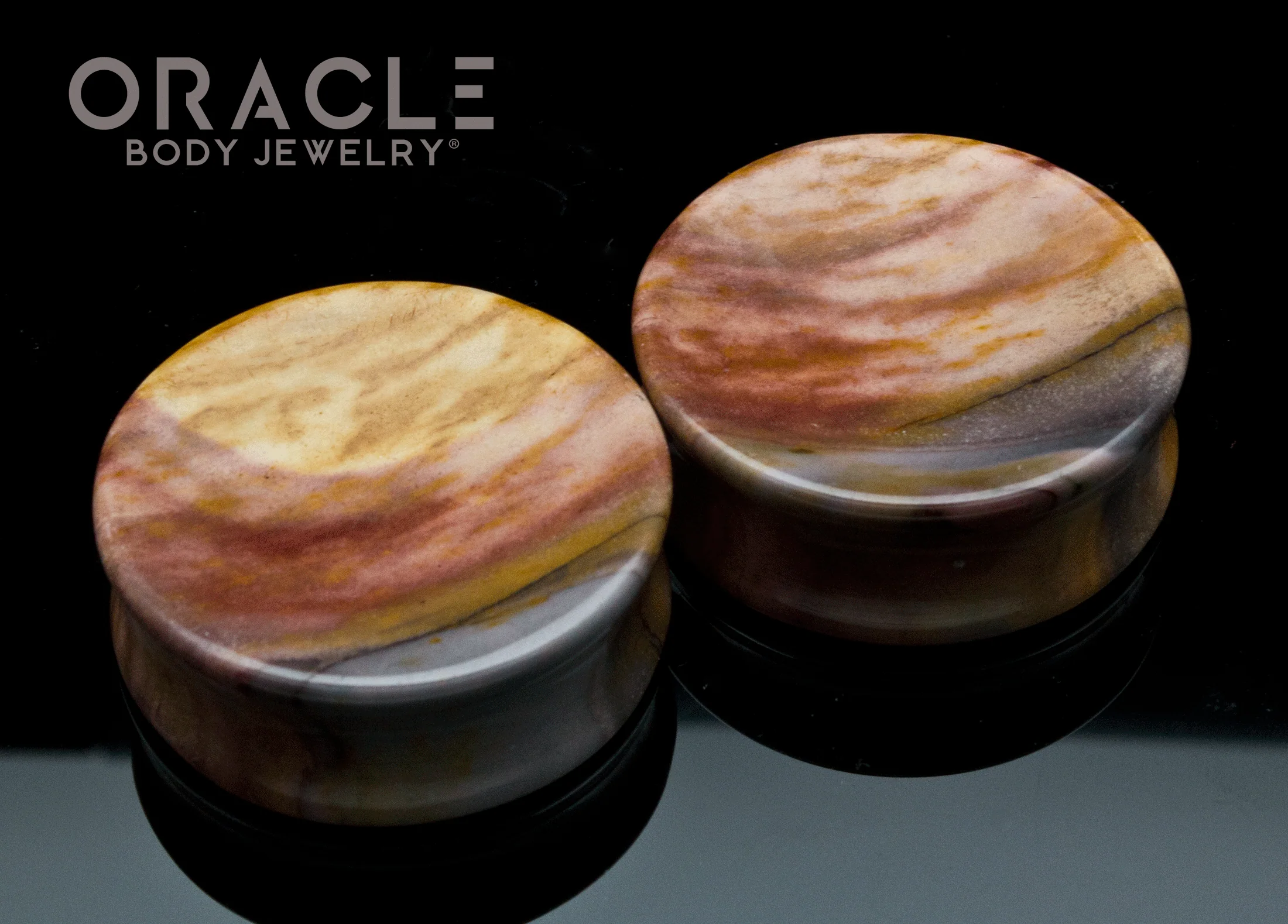 1-5/8" Mookaite Concave Plugs - Image 2