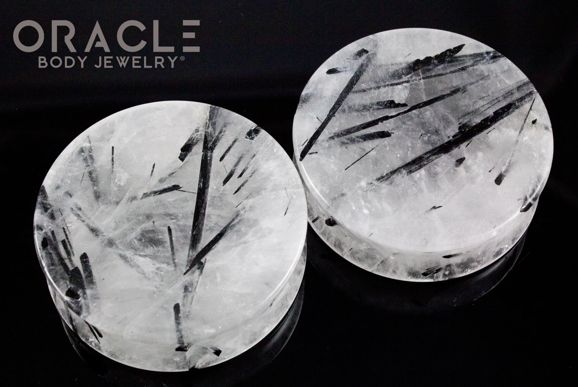1-7/8" Tourmalated Quartz Concave Plugs - Image 2