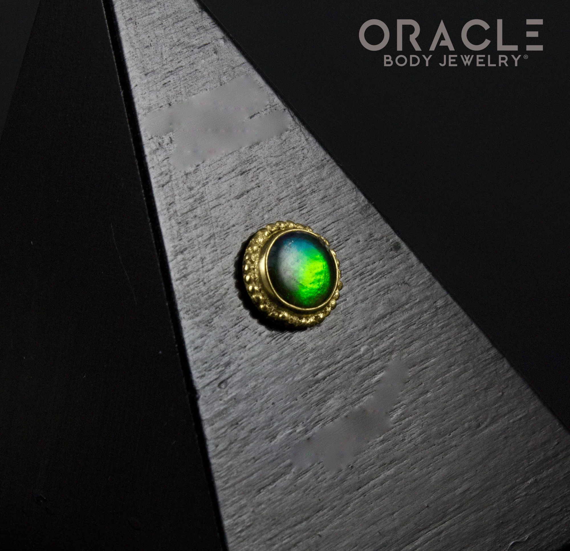 14k Ammolite Threadless Gold End - Image 2