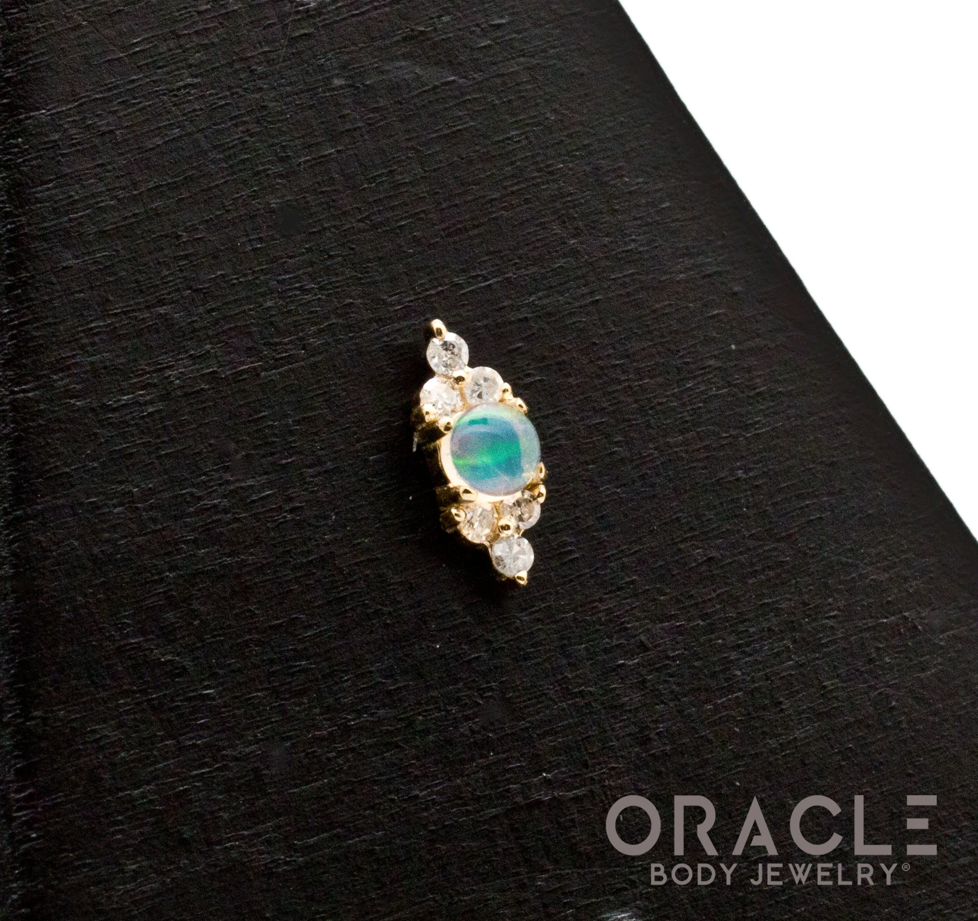 14k Belle with Opal and Diamonds Threadless End - Image 2