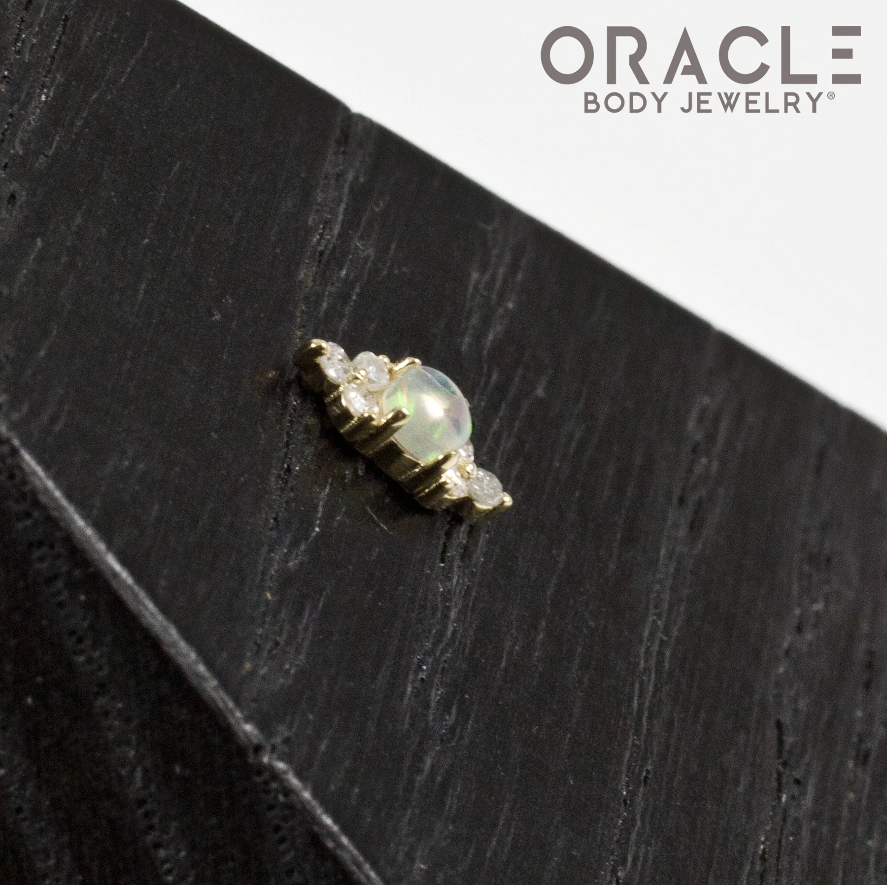 14k Belle with Opal and Diamonds Threadless End - Image 3