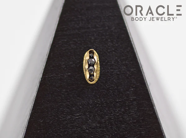 14k Channel Set Black Diamond Threadless Gold End - Image 4
