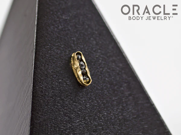 14k Channel Set Black Diamond Threadless Gold End - Image 2