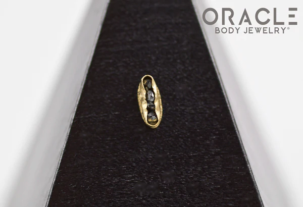 14k Channel Set Black Diamond Threadless Gold End - Image 3