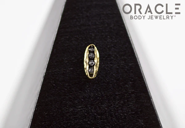 14k Channel Set Black Diamond Threadless Gold End - Image 2