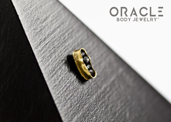 14k Channel Set Black Diamond Threadless Gold End - Image 3