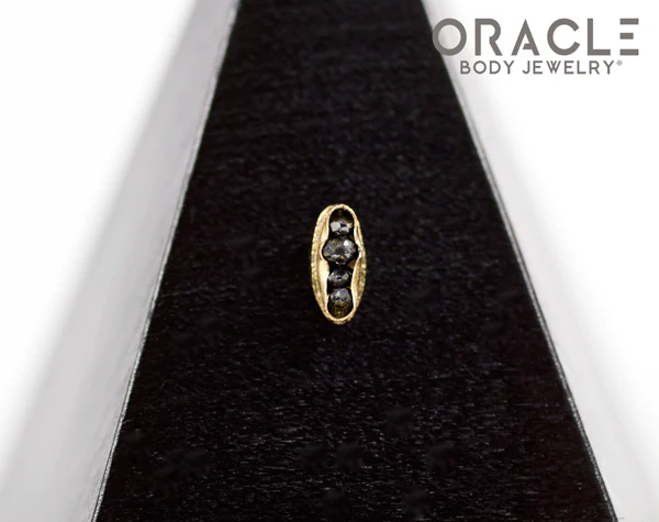 14k Channel Set Black Diamond Threadless Gold End - Image 4
