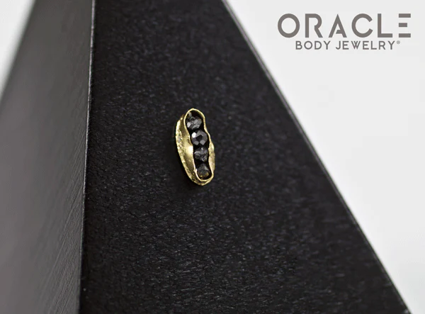14k Channel Set Black Diamond Threadless Gold End - Image 2