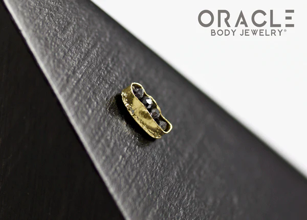 14k Channel Set Black Diamond Threadless Gold End - Image 3