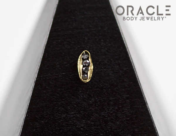 14k Channel Set Black Diamond Threadless Gold End - Image 4