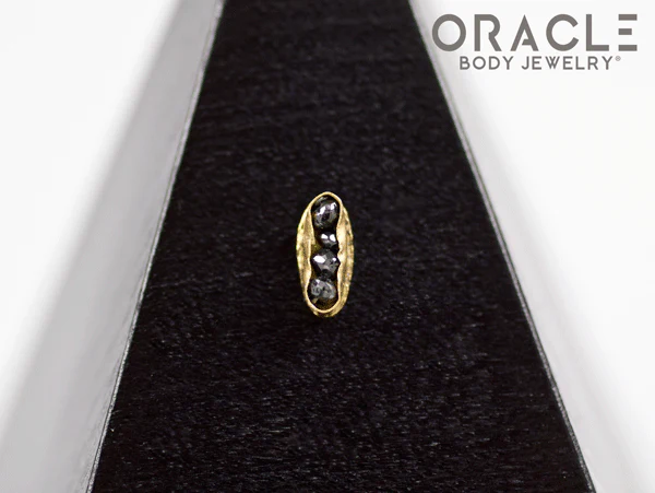 14k Channel Set Black Diamond Threadless Gold End - Image 4