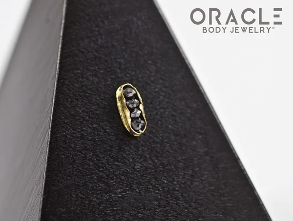 14k Channel Set Black Diamond Threadless Gold End - Image 2