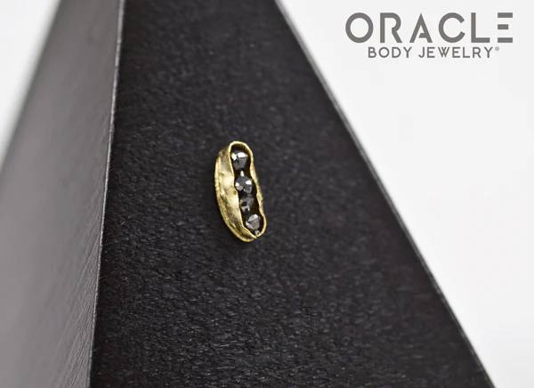 14k Channel Set Black Diamond Threadless Gold End - Image 2