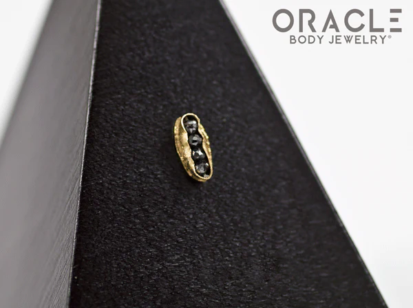 14k Channel Set Black Diamond Threadless Gold End - Image 2