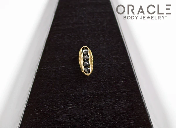 14k Channel Set Black Diamond Threadless Gold End - Image 4