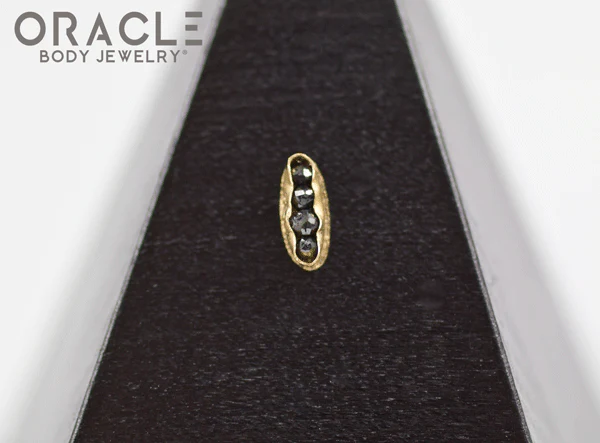 14k Channel Set Black Diamond Threadless Gold End - Image 4