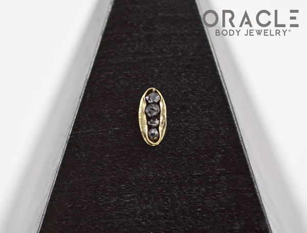 14k Channel Set Black Diamond Threadless Gold End - Image 4