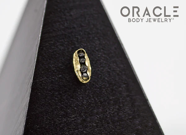 14k Channel Set Black Diamond Threadless Gold End - Image 2