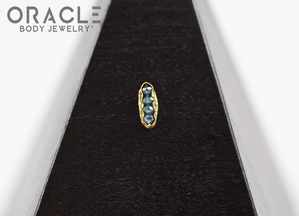 14k Channel Set Blue Diamond Threadless Gold End - Image 4