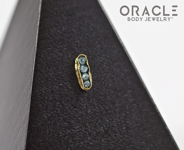 14k Channel Set Blue Diamond Threadless Gold End - Image 2