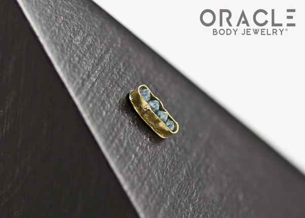 14k Channel Set Blue Diamond Threadless Gold End - Image 3