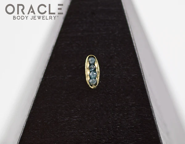 14k Channel Set Blue Diamond Threadless Gold End - Image 4