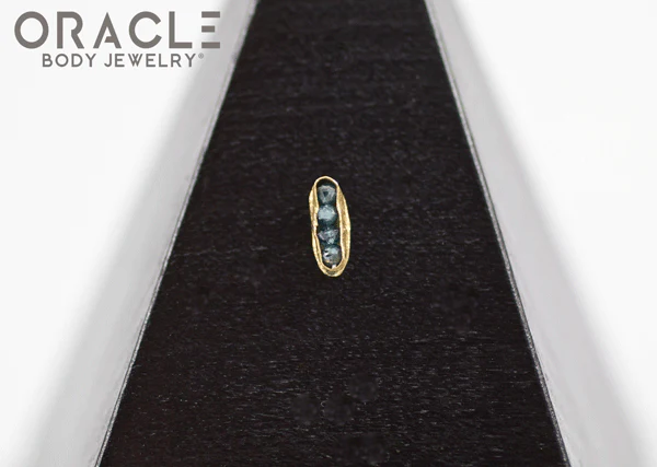 14k Channel Set Blue Diamond Threadless Gold End - Image 4