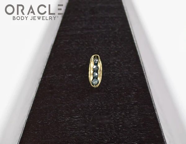 14k Channel Set Blue Diamond Threadless Gold End - Image 4
