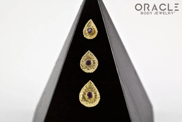 14k Crybaby with Amethyst Threadless Gold End - Image 2