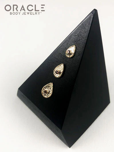 14k Crybaby with Chocolate Cz Threadless Gold End - Image 3