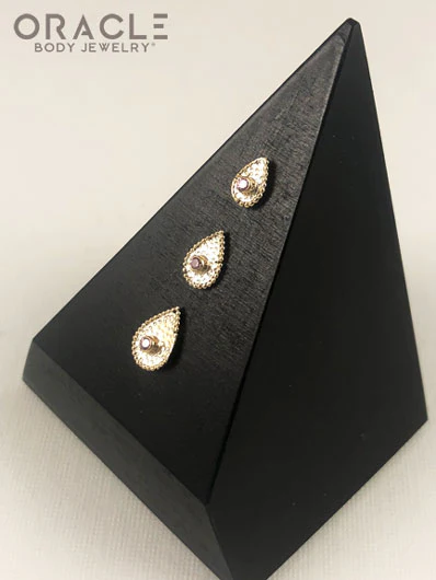 14k Crybaby with Pink Cz Threadless Gold End - Image 3