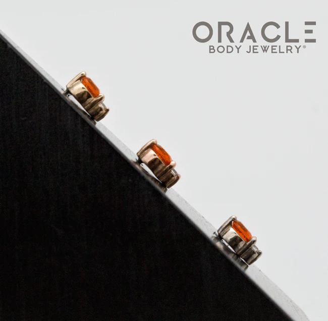 14k Faceted Fire Opal with Diamond Threadless End - Image 3