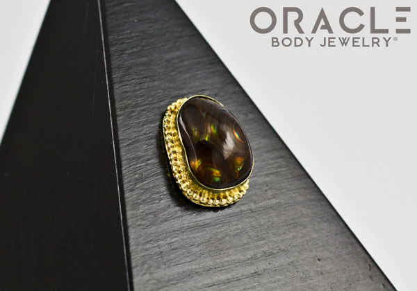 14k Fire Agate Threadless Gold End - Image 3