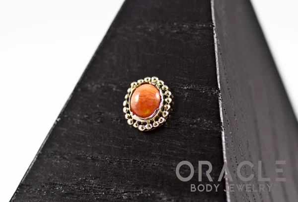 14k Fire Opal Threadless Gold End - Image 2