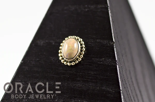 14k Fire Opal Threadless Gold End - Image 2