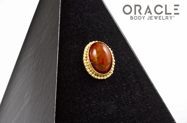 14k Fire Opal Threadless Gold End - Image 2