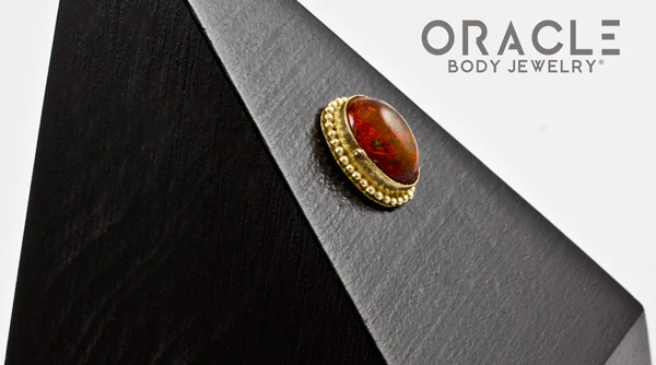 14k Fire Opal Threadless Gold End - Image 3
