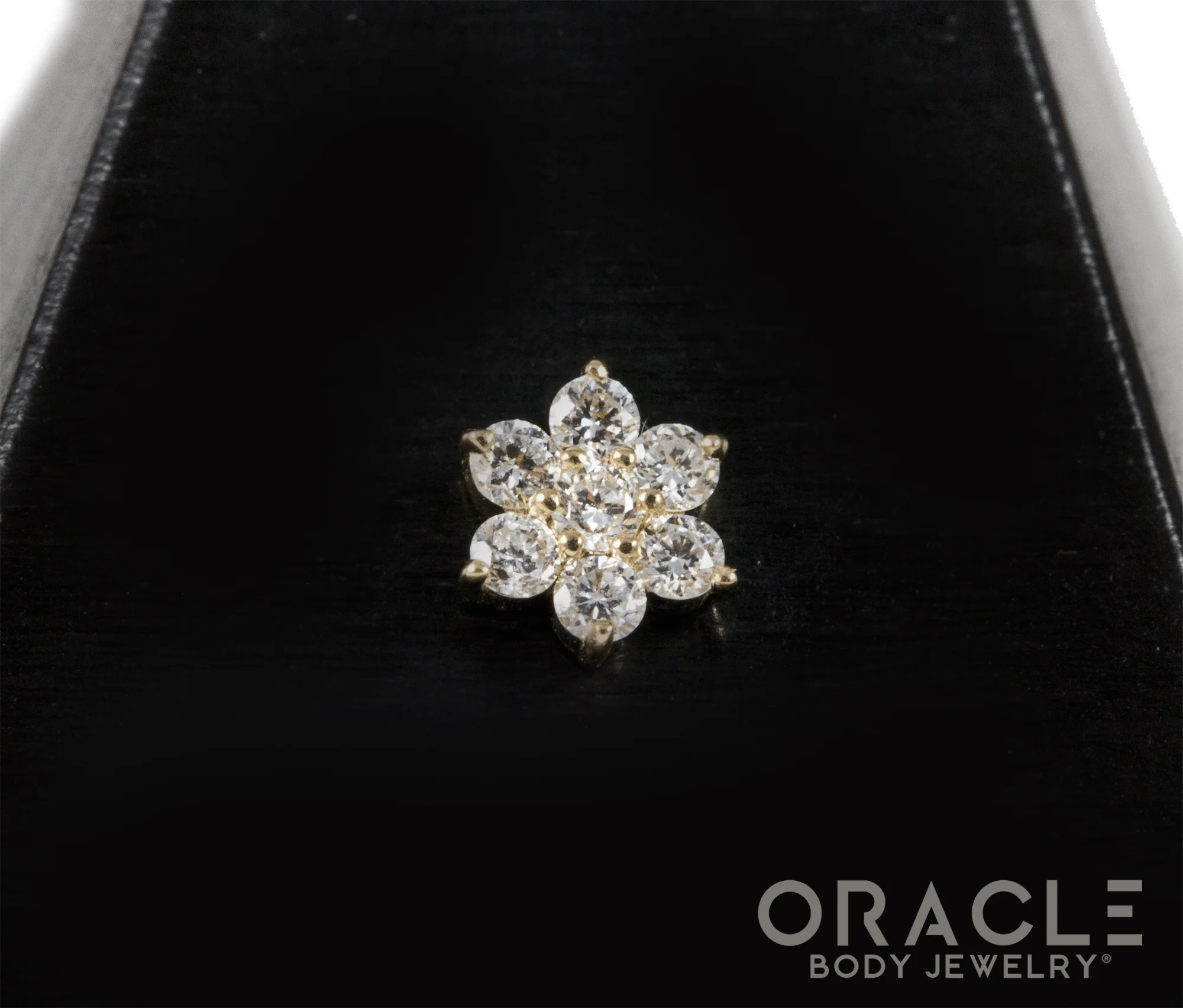 14k Floral Diamond Cluster Threadless End - Image 2