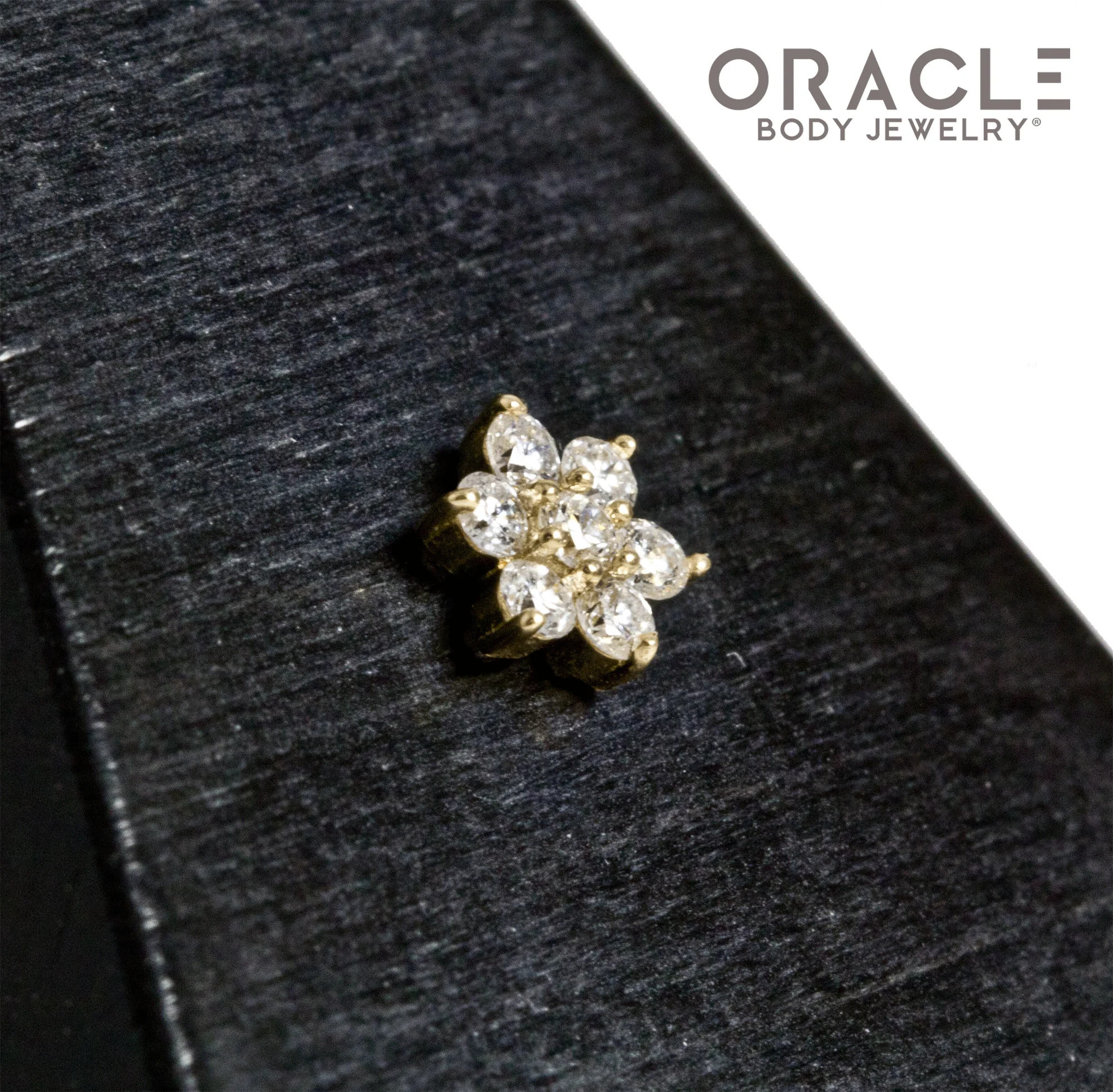 14k Floral Diamond Cluster Threadless End - Image 3