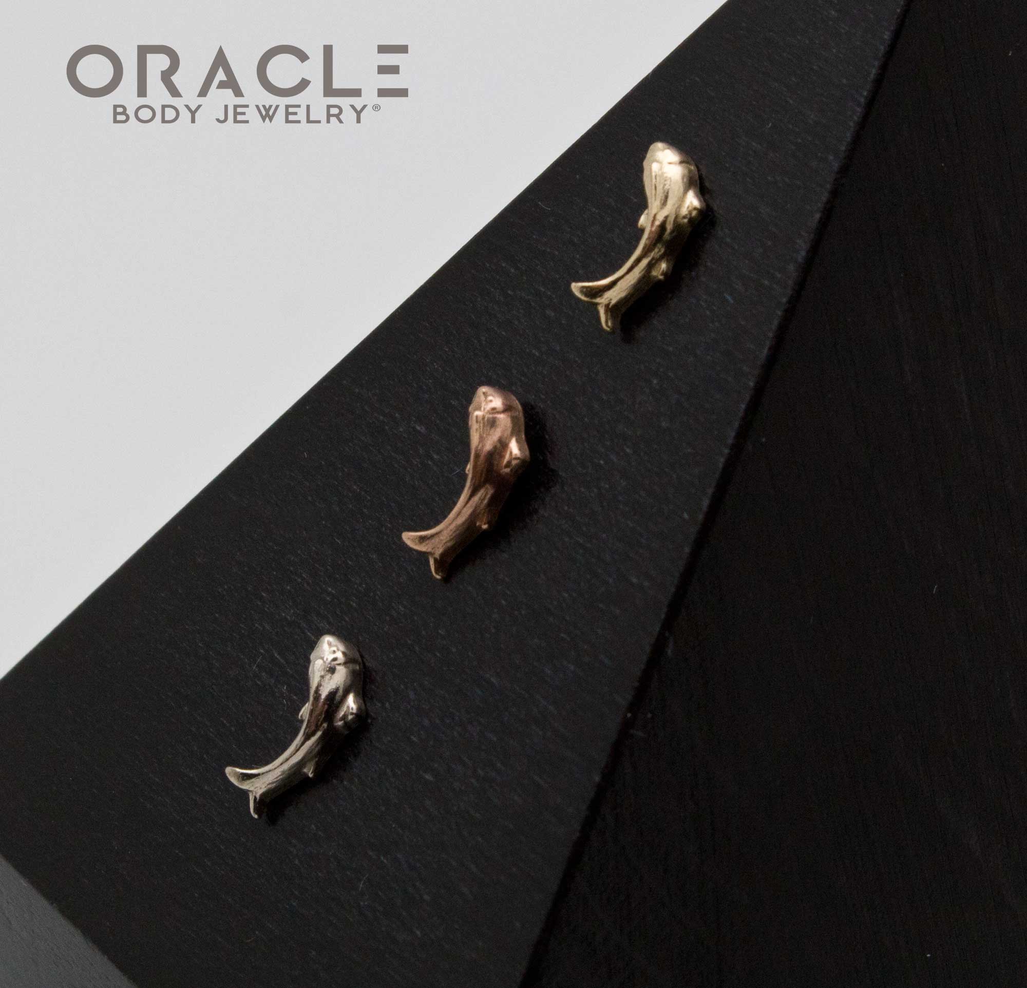 14K Gold Koi (Left Facing) Threadless End - Image 3