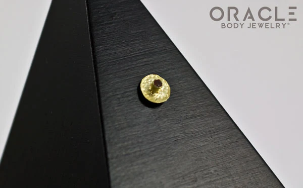 14k Hammered Disk with Smoky Quartz Threadless Gold End - Image 3