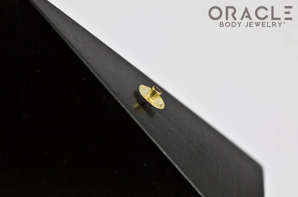 14k Hammered Disk with Smoky Quartz Threadless Gold End - Image 4