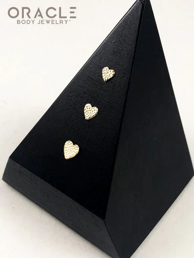 14k Hammered Heart Threadless Gold End - Image 3