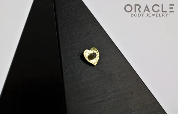 14k Hammered Heart with Diamond Threadless Gold End - Image 3